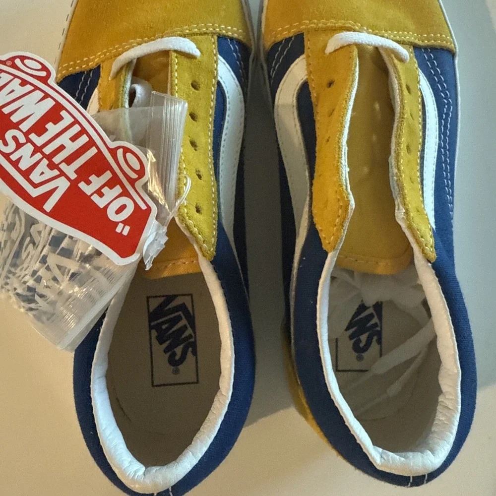 Vans off the wall Kids shoes Sneakers size 3.0 Blue Yellow White 721356‎